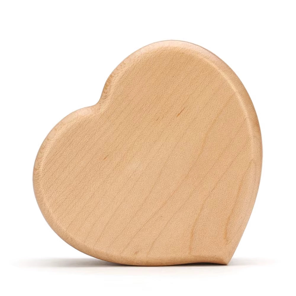 Wooden Heart Shaped Music Box Maple Wood 18 Tones Clockwork Musical Box Swan Lake Summer Moving Castle Birthday Gifts for Lovers